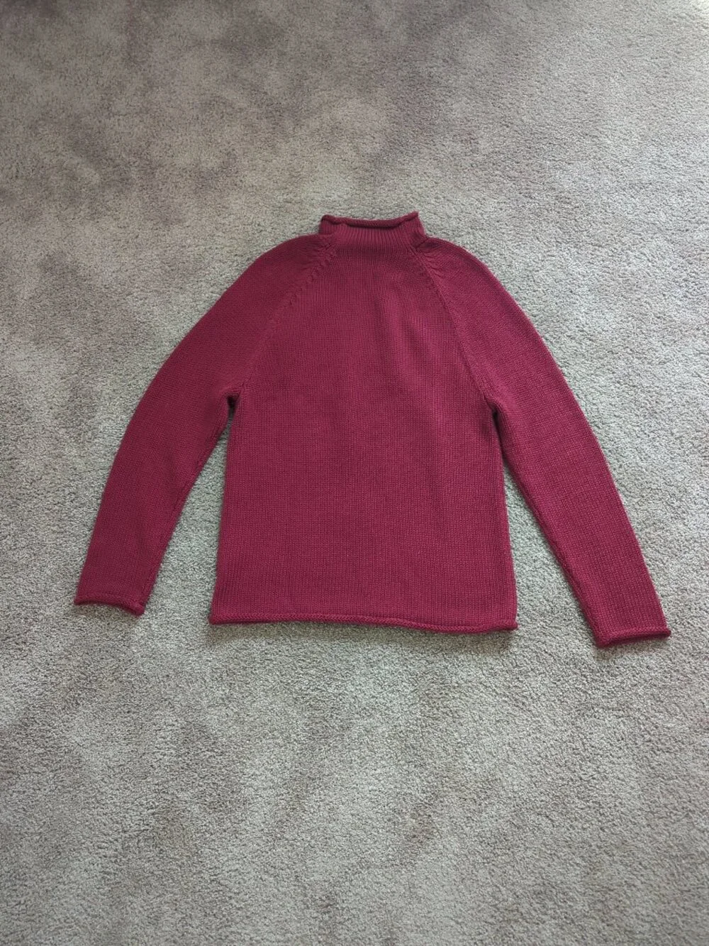 J. Crew 1988 Rollneck Cotton Sweater XS Burgundy